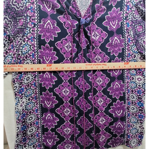 Allison Daley Kimono Topper Open Front Purple Floral Print Plus Size 1SZ - Picture 15 of 15